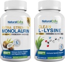 Labs naturali Bundle: Monolaurina ad alta resistenza 800mg + Clean L-Lysine 600mg
