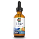 KAL D3 K2 DropIns 125 mcg / 500 mcg Liquid Vitamina D3 K2 Gocce, Bone Salute, Cuore Salute e Supporto Immune Supplemento, Citrus Natural Flavor, 60-Day Money Back Guarantee, Approx. 59 Serv, 2 FL OZ