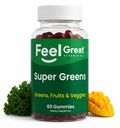 Super Greens Gummies - Green Superfoods Supplement con Spinach, Broccoli, Kale, Radice di barbabietola, Elderberry for Immunity Support - Integratore di frutta e verdura - Sapore di anguria, 60 Gummies