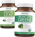 Estratto di foglie di oliva & Greens Super Organici (4-Month) Pure Plant Power Bundle of Olive Leaf Extract (120 Capsules) Super Strength & Organic Super Greens (180 Tabets) Organic Superfood