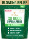 VitaCup So Good Super Greens Powder w/ 50+ Superfoods Premium, Boost Energy, Detox, Immunity w/Probiotics, Prebiotics, Fibra, Antiossidanti, Adaptogens, Spirulina, Berry Lemon,30 Servings