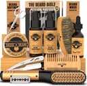 Cuscinetto raddrizzante Grooming Kit per gli uomini, Kit di crescita del cuscinetto, Lavare, Brush & Comb, Olio di crescita non profumato, Tutto naturale Chanel Balm, Condizionatore, Rasoio & Forbici, Grande Idea regalo per gli uomini (Bamboo)