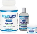 KALA HEALTH MSMPure Starter Bundle con MSM Compresse 120 Conte, MSM Muscle & Joint Cream 2oz e MSM Gel con Aloe Organic 8oz