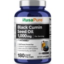 NusaPure Black Seed Oil 1.000 mg per Serving 180 Softgel Capsules (Non OGM, Vegetariano) Vergini a freddo Pressed Nigella Sativa. Hexane Gratis