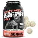 Bully Max 2-in-1 Puppy Vitamine - 30 compresse masticabili per lo sviluppo e la crescita di Puppies - Trattamenti di cani, Vitamina & Supplementi per i cani di piccola taglia &amp; Grandi Pups coltivanti - Può essere utilizzato come topper alimentare