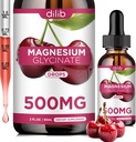 Magnesio Glycinate Supplemento, Magnesio Glycinate Liquid Drops 500mg con Calcio, Zinco, Vitamina B6, D3, L-teanina, Omega 3 per il sonno, Mood, Stress Relief, Bone, Muscolo, Cherry Flavor