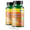 America Medic & Scienza Rapid-C 500mg Vitamina C Supplemento (2 Confezione di 100 compresse) Energy Booster, Supporto giornaliero del sistema immunitario, Antiossidante | Vegan, acido ascorbico non OGM per gli uomini adulti e le donne