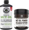 Prestazioni di Costa sinistra 100% Coconut MCT olio liquido, 32oz + cioccolato Keto MCT polvere, collagene & fibra prebiotica, 16oz