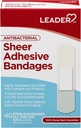 LEADER Sterile Sheer Adhesive Bandages, Latex Free, Blends with Skin, aiuta a prevenire l'infezione, protezione confortevole per il primo soccorso e la cura del tessuto (3/4" x 3", 40 Conte)