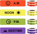 Etichetta di carta permanente AM NOON PM Bedtime for Pill case Planner 0.4 * 1.6inch (500 per Roll 4 Pack)