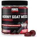 Fattore di forza Horny Goat Weed Gummies per gli uomini, Natural Male Drive & Vitality Supplement con ingredienti per l'assorbimento superiore, Delicious Passion Berry Flavor, Nero, 90 Conte