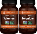 Global Healing Center Selenium 200mcg 2-Pack, Pure Selenium Supplement con ingredienti biologici, Antiossidanti per tiroide e salute immunitaria per uomini e donne - Più di Selenium 100 mcg (60 capsule)