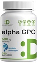 Alpha GPC 600mg Per Serving, 240 capsule – Biodisponibile Rifornimento di Choline –Nootropic Brain Health Integratori per Memoria e Focus – Non OGM, Gluten Free