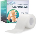 Fogli di sciarpa in silicone Boysea (1.6" x 120") Nastro di cicatrice in silicone trasparente - Trattamento di rimozione delle cicatrici - Strisce di cicatrici riutilizzabili per Keloid, C-Section, Burn, Cicatrici chirurgiche