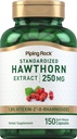 Piping Rock Hawthorn Berry Capsule | 250mg | 150 pillole | Herb Extract Supplement | Non-GMO, Gluten Free