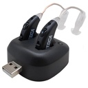 Amplificatori acustici digitali - Amplificatore acustico personale BTE Premium ricaricabile abbinato a USB Dock, Dietro i dispositivi di ingrandimento dell'orecchio con durata lunga della batteria, Nero