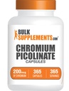 BulkSupplements.com Chromium Picolinate Capsule - Supplemento cromo, Supplemento minerale - Gluten Free, 1 capsula per porzione, 365 Conte (Pack of 1)