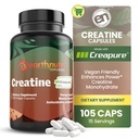 EarthNutri Creatine Monohydrate Capsules - Micronized per un migliore assorbimento - Supporta la resistenza muscolare, la resistenza & recupero - 105 capsule (5000mg per porzione, 7 capsule)