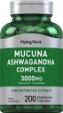 Piping Rock Mucuna Ashwagandha 3000mg | 200 capsule | supplemento complesso di estratto per le donne e gli uomini | Vegetariano, Non OGM, Gluten Free
