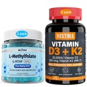 Vitamina D3 20.000 UI + K2(MK7) 200mcg, L-MethylFolate 15mg & Methyl B12 Gummies