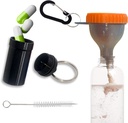 Contenitori per polveri proteiche da viaggio con 1 Pennello 1 Pennello e 1 Mini Scatola per pillole da tasca rinforzata per evitare che le spie Gym Pre-Workout Supplemento per imbuti a polvere arancione