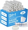 D&H Medical Pack di 24 Gauze Bandage Roll 4 pollici x 4 Yards - Medico Gauze Wrap per la cura dei Wounds - Facile da usare Cotone Gauze Rolls for Hand Wrap Ankles & Knees