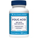 La vitamina Shoppe Folic Acid 800MCG, supporta lo sviluppo prenatale e fetale (300 capsule)