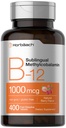 Horbaach Vitamina B12 1000 mcg Sublingual | 400 Tavole dissolve veloci | Integratore di metilecobalamina per le donne e gli uomini | Sapore di bacche | Vegan, Non OGM e Gluten Free