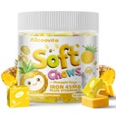 Ferro morbido Chews supplemento con vitamina C | Ananas aromatizzato | Gluten Free | Ferro da stiro per donne uomini e bambini | 60 conte | 2 mesi di alimentazione