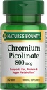 Picolinato di cromo bounty della natura, Supporta il grasso, Proteine & Zucchero Metabolismo, Supplemento minerale, 800 mcg, 50 compresse