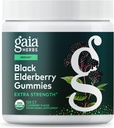 Gaia Herbs Black Elderberry (Sambucus nigra) Extra Strength Gummies - Delicious Immune Support Supplement* - Realizzato con Organic Black Elderberries for Immune System Support* - 120 Gummies