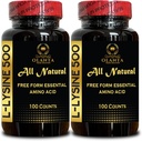 Integratore L-LYSINE Amino ACIDS - Integratore L-Lysine per la salute degli occhi, Supporta la sintesi del collagene, Supporto per la salute immunitaria, Integratore di aminoacidi essenziale - 2 Bottiglie 200 conti