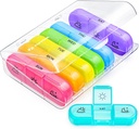 AUVON organizzatore settimanale di pillole 3 volte al giorno, grande 7 giorni Pill Box 3 volte al giorno con contenitore separato, custodia portatile per pillole per farmaci, vitamine, olio di pesce e integratori