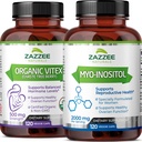Zazzee Myo-Inositol Capsule e USDA Organic Vitex Capsule, Vegan, Non OGM e All-Natural