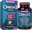 Bluebonnet Nutrition Omega-3 Heart Formula Natural Wild Caught Triglyceride Form DHA 600 mg EPA 800 mg - Integratore di supporto per la salute del cuore altamente concentrato - Gluten-Free - 60 Softgel