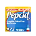 Compresse di sollievo da bruciore di stomaco di resistenza massima AC, OTC medicina previene e allevia bruciore di stomaco a causa di indigestione acida, Riduttore acido di Famotidina 20mg, Rapido-azione, 75 Ct