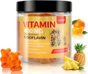 Vitamina B2 Gummies, Vitamina B2 Riboflavin Gummies 400mg con Magnesio & Coq10, Migraine Relief & Headache Relief, per Bambini & Adulti, 90 Gummies masticabili (1)