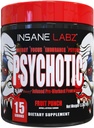 Insane Labz Psicotico, Polvere pre allenamento ad alto livello, estrema energia di ultimazione, messa a fuoco e resistenza con Beta Alanine, Monoidrato di Creatina, DMAE, 15 Srvgs, Punch di frutta