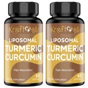 Curcumina Turmerica Liposomica 2200 mg con Pepe Nero per l'assorbimento potenziato e il supporto congiunto, 60 softgel (2 bottiglie)