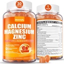Calcio 1200 mg con vitamina D3 Gummies per adulti - Citrato di calcio con vitamina D3 K2, magnesio, zinco, Boron, rame e Ashwagandha - Supplemento di calcio ad assorbimento extra per gli uomini delle donne