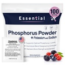 Phosphorus completa 100 pacchetti, integratori alimentari polvere con fosfato di sodio e fosfato di potassio, polvere di supplemento fosforo aromatizzato alla frutta per elettrolita, salute di ossa e salute del rene