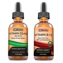 SBR Nutrition D3+K2 e B12 Bundle Vitamina D3K2 (MK7) Gocce liquide, Menta piperita 1oz | Vitamina B-12 3000mcg Gocce liquide, 2oz | per adulti e bambini | Non OGM, Senza glutine