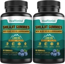 2 confezioni 1000 MG Shilajit Supplemento Gummies con 85+ minerali Trace, acido Fulvic, puro organico Shilajit Himalayan Gummy per uomini e donne, energia, cervello, immunità Suport - 120 conti