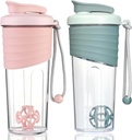 Bottiglia di Shaker per miscele di proteine, 24 oz (2 Pack), Bottiglie di Shaker di Proteina con sfera di Whisk, Bottiglia di miscelatore, Bottiglia di proteine, Coppa di Shaker di Proteine Pre Workout portatile,Pink, Teal
