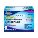 Ohm Tavoli per bambini Loratadine Allergy Chewable - Dye Free, Uva Flavor, Non-Drowsy 24 Hour Relief, Antihistamine per Indoor & Outdoor Allergies - 30 compresse