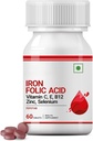 Supplemento di acido folico di ferro con vitamina C, E, B12, zinco e selenio per le donne degli uomini - 60 compresse