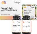 Bundle | Myo Inositol & D Chiro Inositol | KSM 66 Ashwagandha Integratori | Premium Biodisponibili Multivitaminici giornalieri per le donne con ferro e follia | Tè di radice arrosto organico