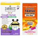 Motrin e Zarbee’s Essentials for Infants' Concentrated Liquid Medicine Drops with Ibuprofen and Zarbee's Baby Coughⱡ Syrup + Immune with Organic Agave + Zinc