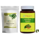 HERBAL HILLS Neem Leaf Powder e Moringa Tablets Shigru Pack di 2 Combo