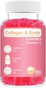 Collagen Biotin Gummies - Supporti Capelli, Pelle & Nails Crescita dei capelli Anti invecchiamento Cura Chewable Gummy Vitamine, Vegan, Non OGM, Gluten Free, Gelatin Strawberry Flavor 60 Conte, Rosa